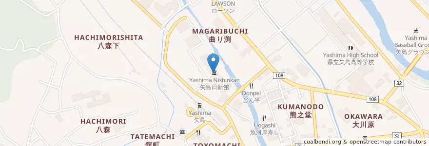 Mapa de ubicacion de 矢島日新館 en 日本, 秋田県, 由利本荘市.