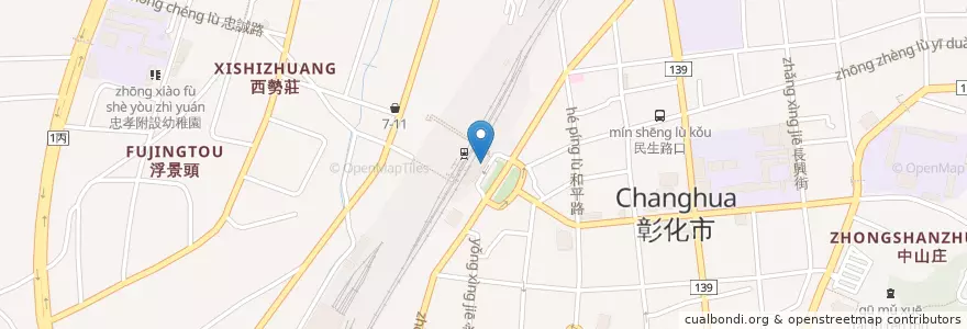 Mapa de ubicacion de 中國信託ATM en تايوان, مقاطعة تايوان, مقاطعة تشانغوا, 彰化市.