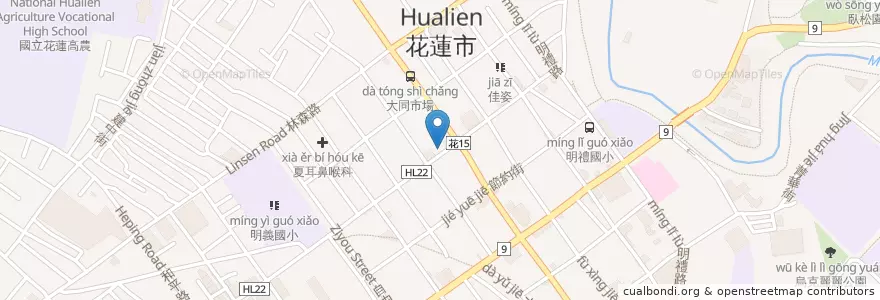 Mapa de ubicacion de 筷子麵 en Taiwan, Taiwan, Landkreis Hualien, Hualien.