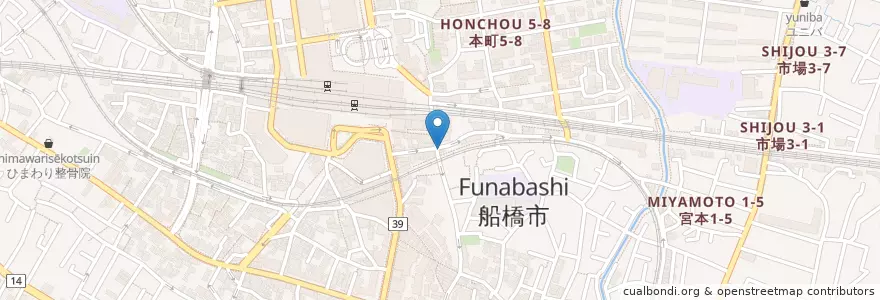 Mapa de ubicacion de 日高屋 en Japan, 千葉県, 船橋市.