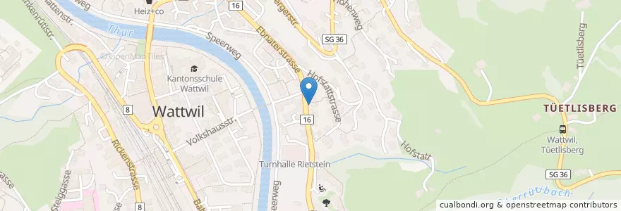 Mapa de ubicacion de Pizza Imperia en 스위스, Sankt Gallen, Wahlkreis Toggenburg, Wattwil.