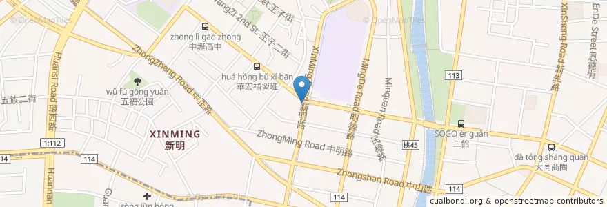 Mapa de ubicacion de 林媽媽東山鴨頭 en 台湾, 桃園市, 中壢区.
