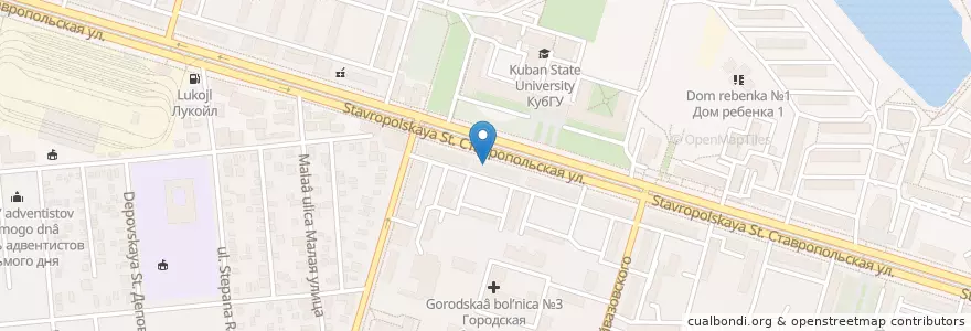 Mapa de ubicacion de Библиотека кофе en Rusia, Южный Федеральный Округ, Краснодарский Край, Городской Округ Краснодар.