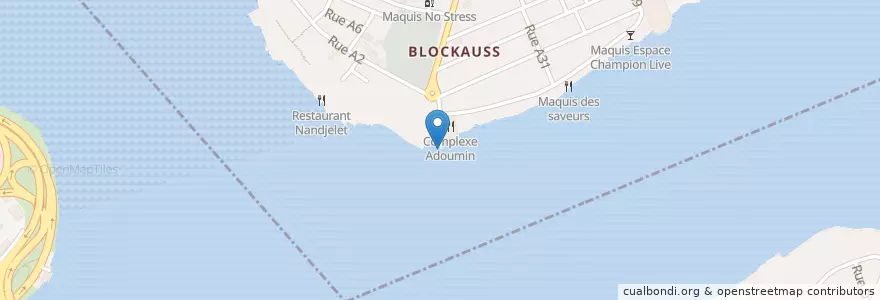 Mapa de ubicacion de Gare lagunaire de Blockauss Sotra en Кот-Д’Ивуар, Абиджан, Cocody.