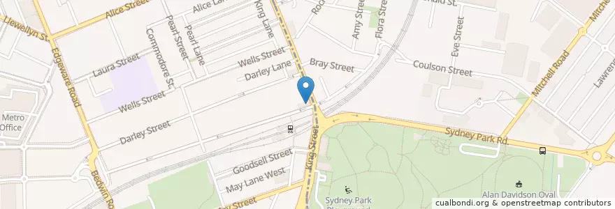 Mapa de ubicacion de Sydney Park Hotel en Avustralya, New South Wales, Inner West Council, Council Of The City Of Sydney, Sydney.