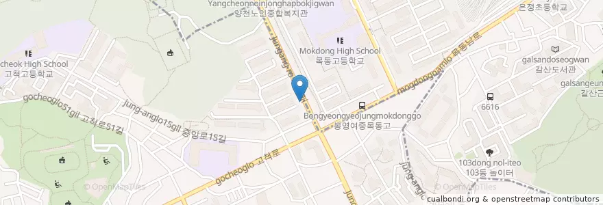 Mapa de ubicacion de 고척푸르지오아파트 en کره جنوبی, سئول, 구로구, 양천구, 고척2동.