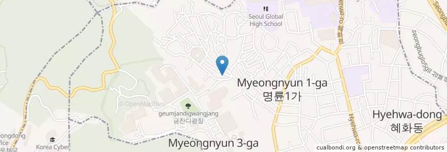Mapa de ubicacion de 1.5 en Corée Du Sud, Séoul, 성북구, 혜화동.