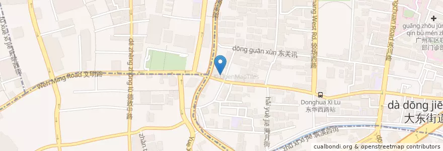 Mapa de ubicacion de 三角市肉菜市场 en Çin, Guangdong, 广州市, 越秀区.