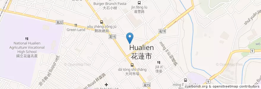 Mapa de ubicacion de 炸彈蔥油餅 en Taiwan, Provincia Di Taiwan, Contea Di Hualien, Hualien.