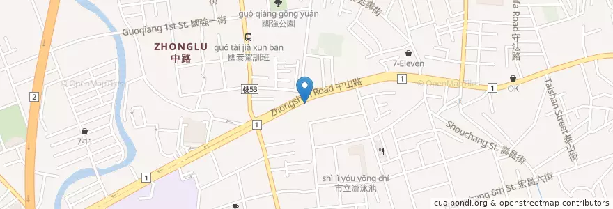 Mapa de ubicacion de 日盛國際商業銀行 en 臺灣, 桃園市, 桃園區.