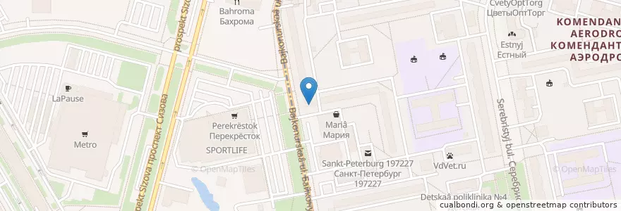 Mapa de ubicacion de BeerGrad en ロシア, 北西連邦管区, レニングラード州, サンクト ペテルブルク, Приморский Район, Округ Озеро Долгое.