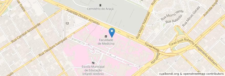Mapa de ubicacion de Teatro Central da Medicina en Brezilya, Güneydoğu Bölgesi, Сан Паулу, Região Geográfica Intermediária De São Paulo, Região Metropolitana De São Paulo, Região Imediata De São Paulo, Сан Паулу.
