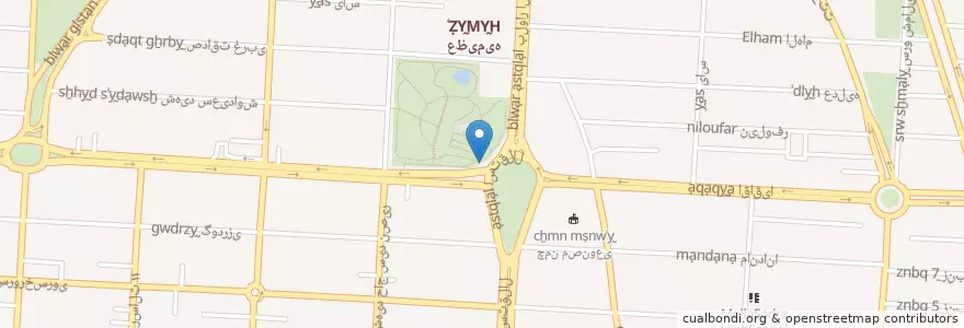 Mapa de ubicacion de ایستگاه پلیس راهنمایی رانندگی en 이란, استان البرز, شهرستان کرج, بخش مرکزی شهرستان کرج, کرج.