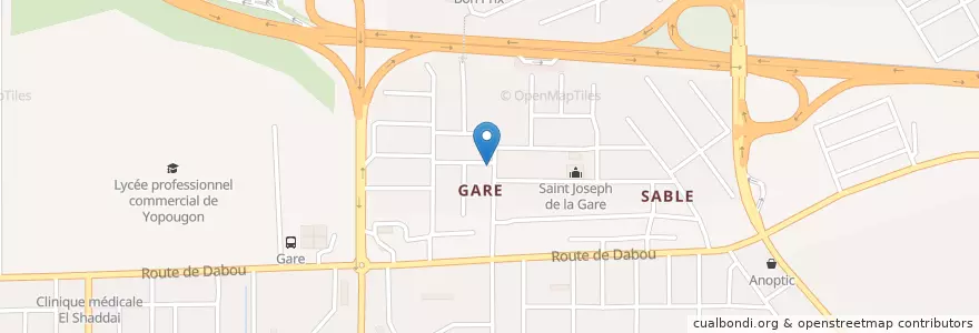 Mapa de ubicacion de Placalie show en ساحل عاج, آبیجان, Yopougon.