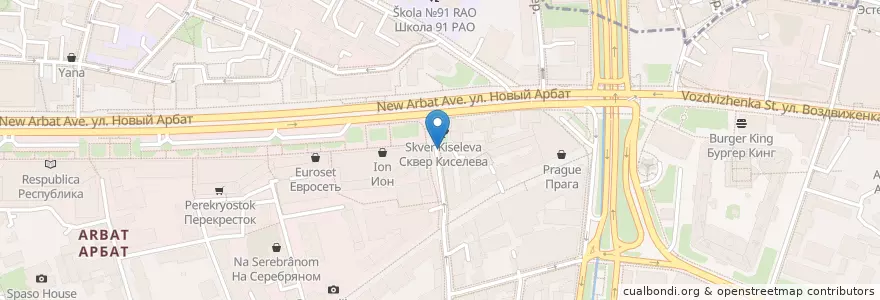 Mapa de ubicacion de Бургер&Фрайс en Rusia, Distrito Federal Central, Москва, Distrito Administrativo Central, Район Арбат.