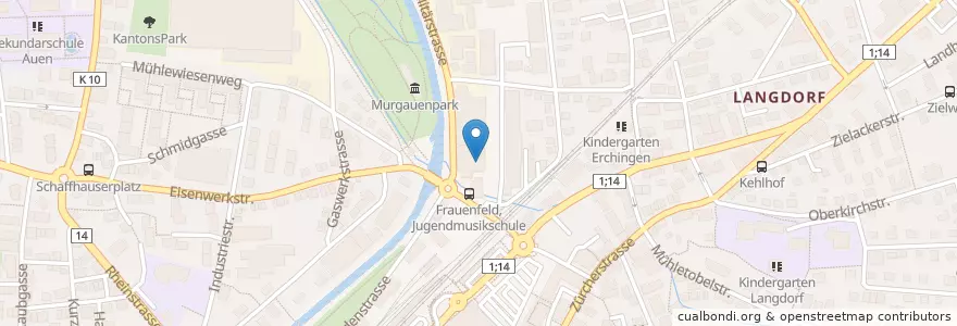 Mapa de ubicacion de Musikschule en Швейцария, Тургау, Bezirk Frauenfeld, Frauenfeld.