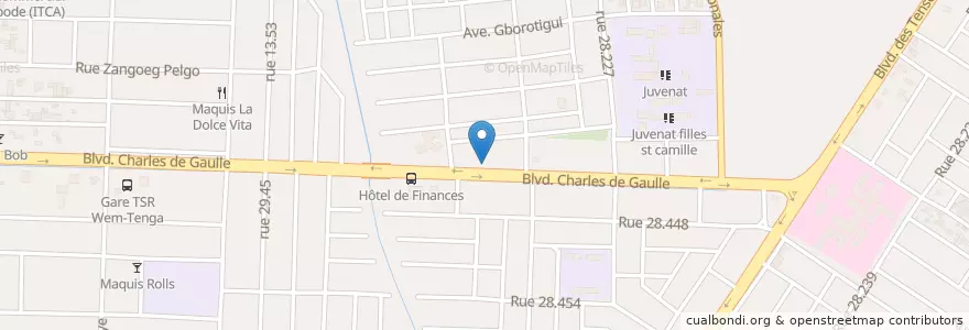Mapa de ubicacion de pharmacie Camille en Burquina Faso, Centre, Kadiogo, Ouagadougou.