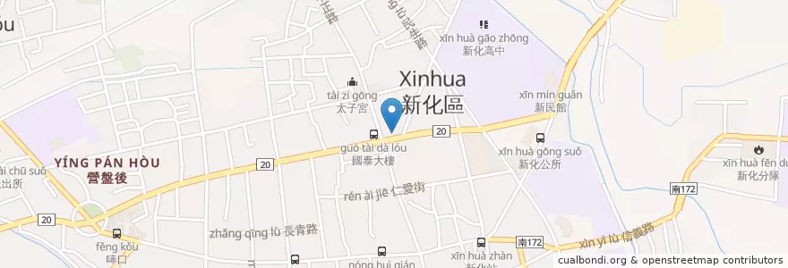 Mapa de ubicacion de 新化燒餅 en 臺灣, 臺南市, 新化區.