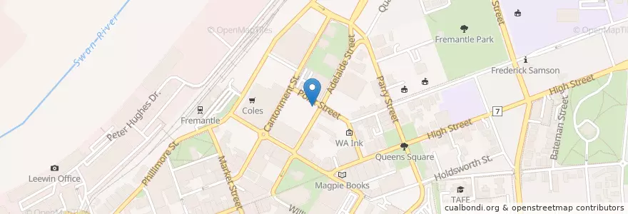Mapa de ubicacion de Barber Shop Cafe en Australie, Australie Occidentale, City Of Fremantle.