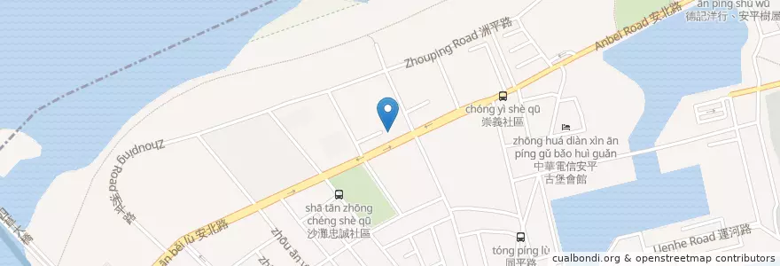 Mapa de ubicacion de 台南大員皇冠假日酒店出入口 en Taiwán, 臺南市, 安平區.