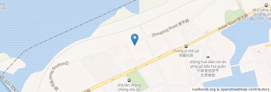 Mapa de ubicacion de 台南大員皇冠假日酒店出入口 en 타이완, 타이난 시, 안핑 구.