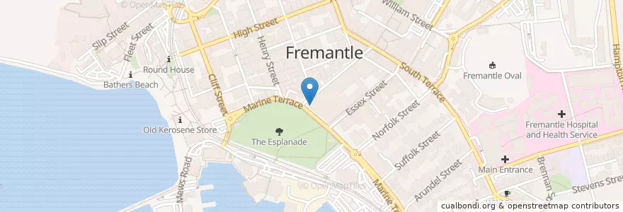 Mapa de ubicacion de Ball and Chain en 澳大利亚, 西澳大利亚州, City Of Fremantle.