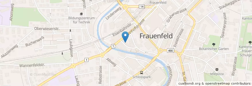 Mapa de ubicacion de Coworking Frauenfeld en Switzerland, Thurgau, Bezirk Frauenfeld, Frauenfeld.