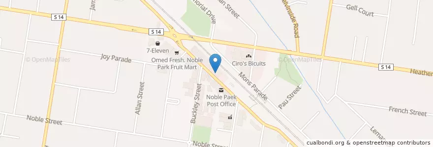 Mapa de ubicacion de Noble Park Charcoal Chicken en Австралия, Виктория, City Of Greater Dandenong.