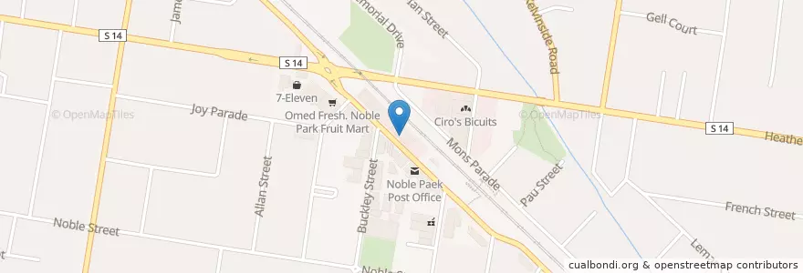Mapa de ubicacion de Noble Park Kebab House en オーストラリア, ビクトリア, City Of Greater Dandenong.