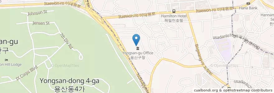 Mapa de ubicacion de 용산아트홀 en 韩国/南韓, 首尔, 龍山區, 용산2가동, 이태원1동.