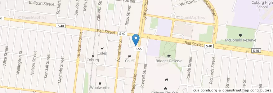 Mapa de ubicacion de Bendigo Bank en Australia, Victoria, City Of Moreland.