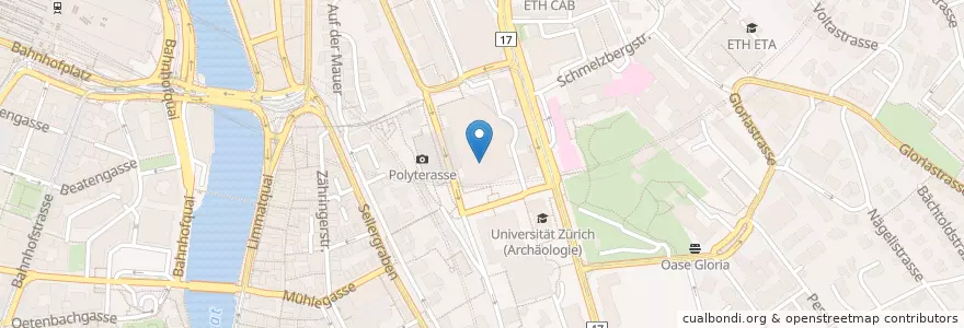 Mapa de ubicacion de Mathematics library en Switzerland, Zurich, District Zurich, Zurich.