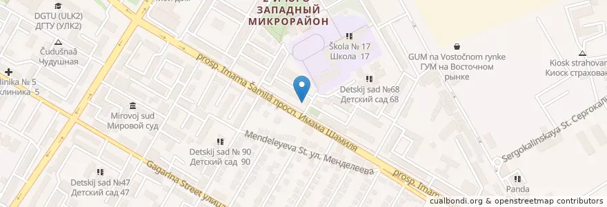 Mapa de ubicacion de Стоматология Денталия en Rusia, Distrito Federal Del Cáucaso Norte, Daguestán, Городской Округ Махачкала.