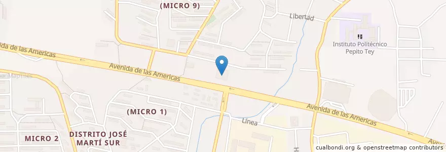 Mapa de ubicacion de Estacion de Policía Micro 9 en キューバ, Santiago De Cuba, Santiago De Cuba, Ciudad De Santiago De Cuba.
