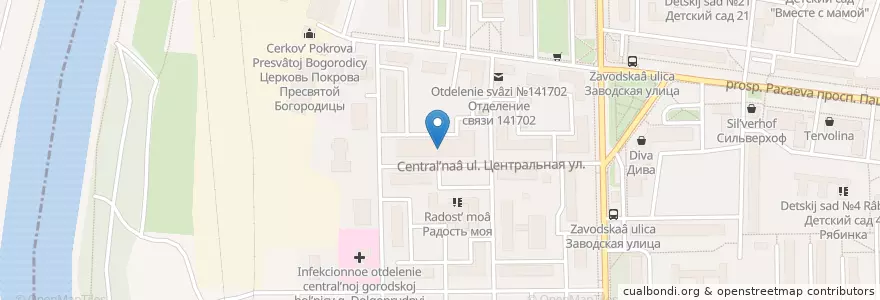 Mapa de ubicacion de Зазеркалье en Rusland, Centraal Federaal District, Oblast Moskou, Городской Округ Долгопрудный.
