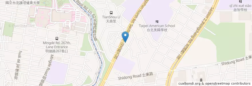 Mapa de ubicacion de 天爵藥局 en 타이완, 신베이 시, 타이베이시, 스린 구.