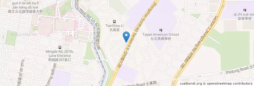 Mapa de ubicacion de 鄉香西餐 en 타이완, 신베이 시, 타이베이시, 베이터우 구, 스린 구.