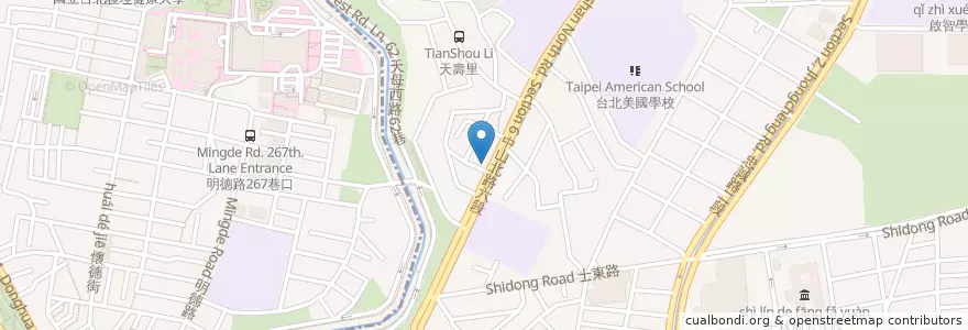 Mapa de ubicacion de 天母囍麻辣 en 타이완, 신베이 시, 타이베이시, 베이터우 구, 스린 구.