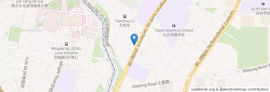 Mapa de ubicacion de 士東牙科 en Tayvan, 新北市, Taipei, 北投區, 士林區.