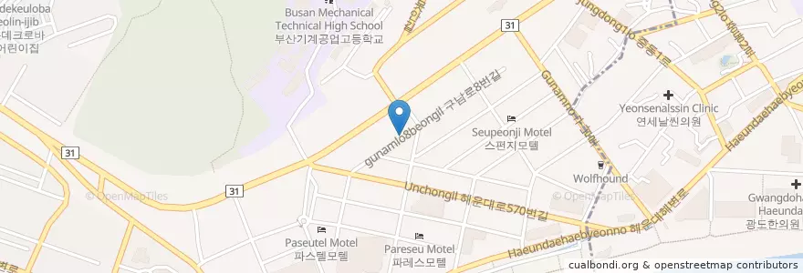 Mapa de ubicacion de Korean bbq en Corea Del Sur, Busan, 해운대구.