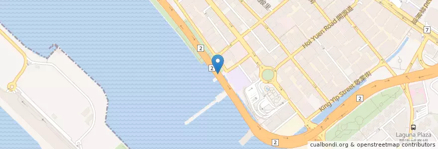 Mapa de ubicacion de 觀塘公眾碼頭 Kwun Tong Public Pier en Çin, Guangdong, Hong Kong, Kowloon, Yeni Bölgeler, 觀塘區 Kwun Tong District.