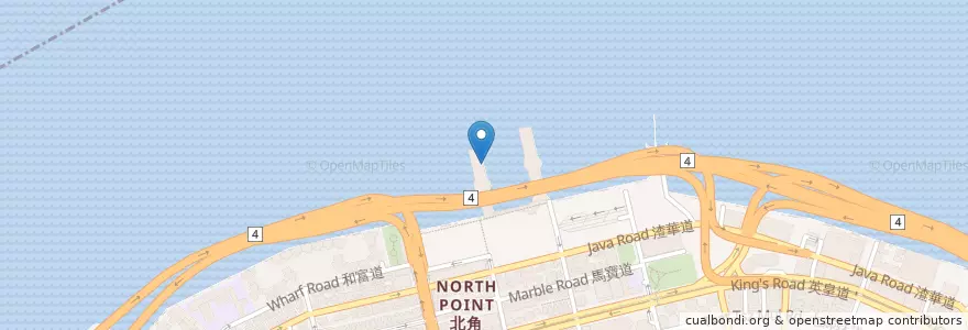 Mapa de ubicacion de 北角 (西) 渡輪碼頭 en 中国, 广东省, 香港, 香港島, 新界, 東區.