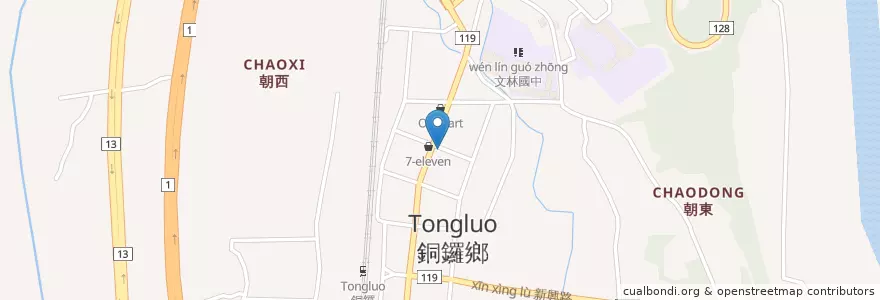 Mapa de ubicacion de 韓鄉村牛肉麵 en Taiwan, 臺灣省, 苗栗縣, 銅鑼鄉.