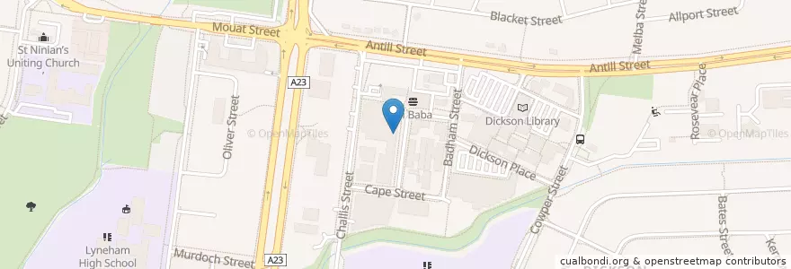 Mapa de ubicacion de Dickson Asian Noodle House en أستراليا, نيوساوث ويلز, مقاطعة العاصمة الأسترالية, District Of Canberra Central.