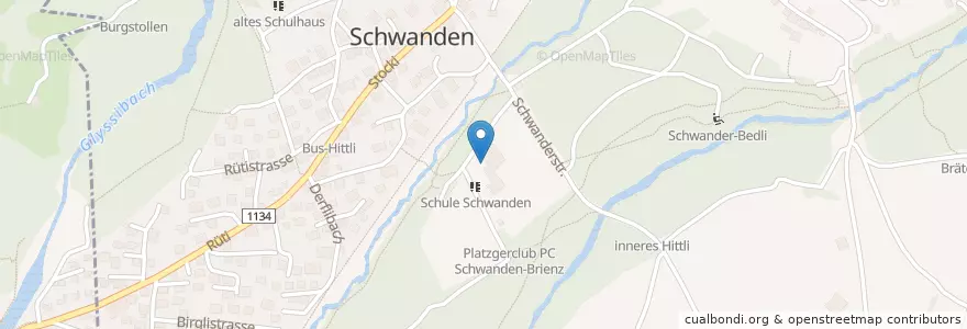 Mapa de ubicacion de Schule Schwanden en سويسرا, برن, Verwaltungsregion Oberland, Verwaltungskreis Interlaken-Oberhasli, Schwanden Bei Brienz.