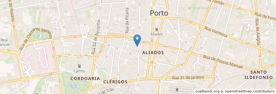 Mapa de ubicacion de tascö en ポルトガル, ノルテ, Área Metropolitana Do Porto, Porto, Porto, Cedofeita, Santo Ildefonso, Sé, Miragaia, São Nicolau E Vitória.