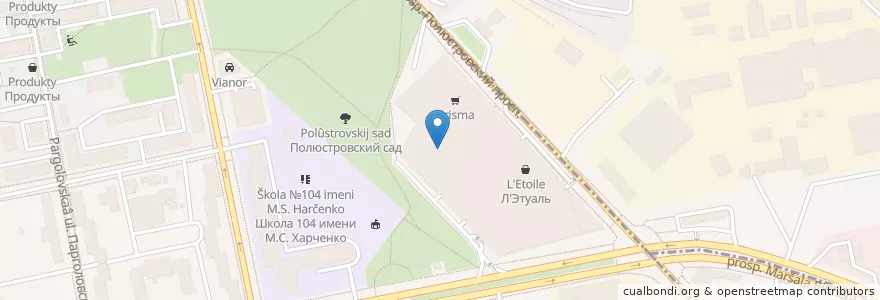 Mapa de ubicacion de Университетская аптека en Russia, Northwestern Federal District, Leningrad Oblast, Saint Petersburg, Калининский Район.