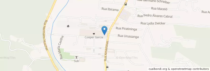 Mapa de ubicacion de Farmácia Cooper en ブラジル, 南部地域, サンタ カタリーナ, Região Geográfica Intermediária De Blumenau, Microrregião De Blumenau, ブルメナウ.