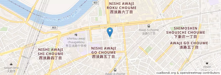 Mapa de ubicacion de 公園のベンチ en ژاپن, 大阪府, 大阪市, 東淀川区.