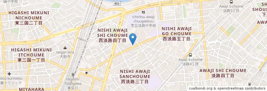 Mapa de ubicacion de 引江湯 en 日本, 大阪府, 大阪市, 東淀川区.